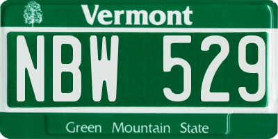 VT license plate NBW529