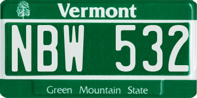 VT license plate NBW532