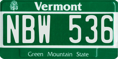 VT license plate NBW536