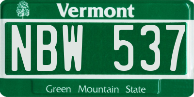 VT license plate NBW537