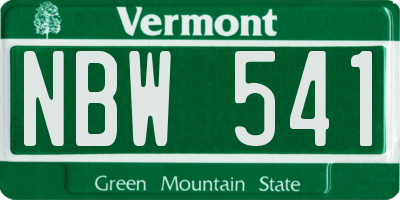 VT license plate NBW541