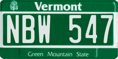 VT license plate NBW547