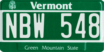 VT license plate NBW548
