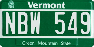 VT license plate NBW549