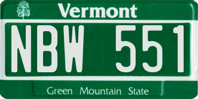 VT license plate NBW551