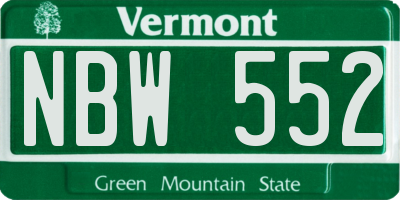 VT license plate NBW552
