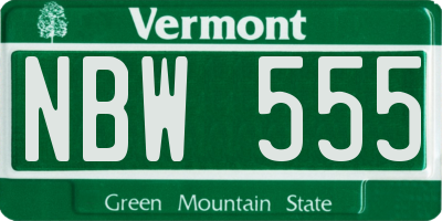 VT license plate NBW555