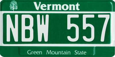 VT license plate NBW557