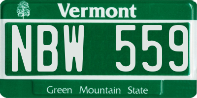 VT license plate NBW559