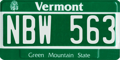 VT license plate NBW563