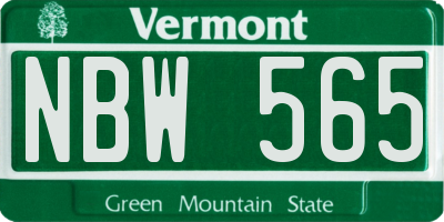 VT license plate NBW565