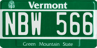 VT license plate NBW566