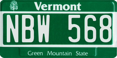 VT license plate NBW568