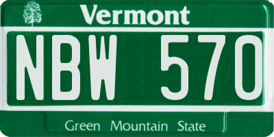 VT license plate NBW570