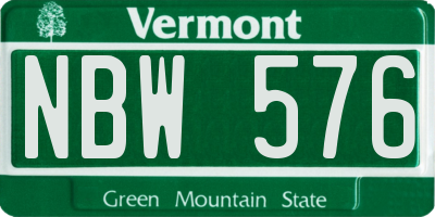 VT license plate NBW576