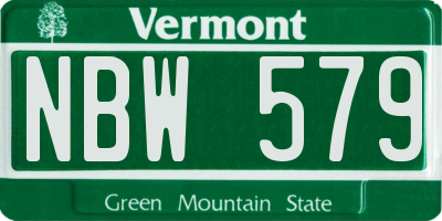 VT license plate NBW579
