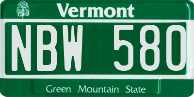VT license plate NBW580