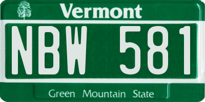 VT license plate NBW581