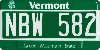 VT license plate NBW582