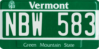 VT license plate NBW583