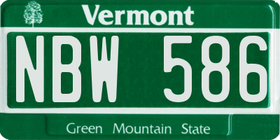 VT license plate NBW586