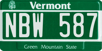 VT license plate NBW587