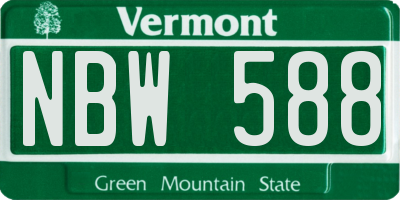 VT license plate NBW588