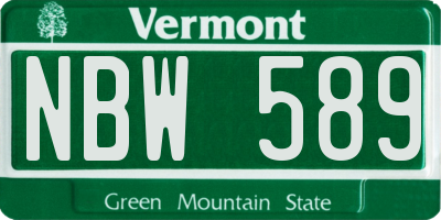 VT license plate NBW589