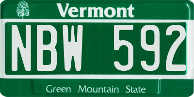 VT license plate NBW592