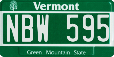VT license plate NBW595