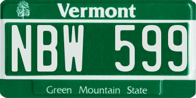 VT license plate NBW599