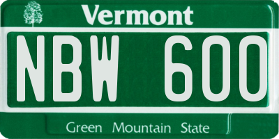 VT license plate NBW600