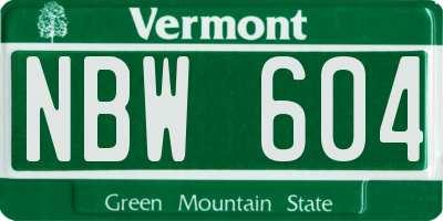 VT license plate NBW604