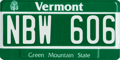 VT license plate NBW606