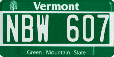 VT license plate NBW607