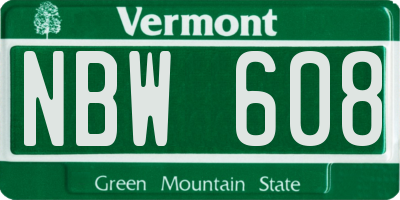 VT license plate NBW608