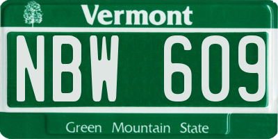 VT license plate NBW609
