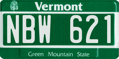 VT license plate NBW621