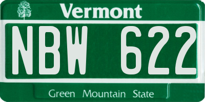 VT license plate NBW622