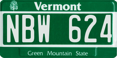 VT license plate NBW624