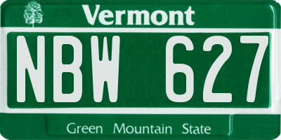 VT license plate NBW627