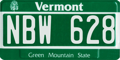 VT license plate NBW628