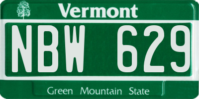 VT license plate NBW629