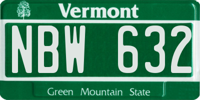 VT license plate NBW632
