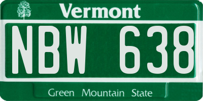 VT license plate NBW638