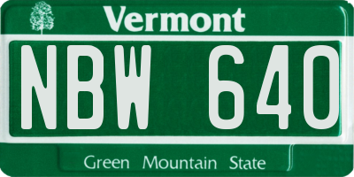 VT license plate NBW640