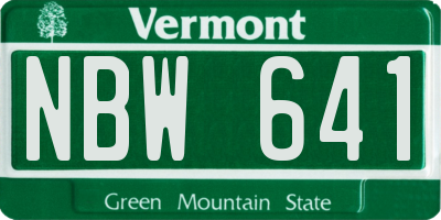 VT license plate NBW641
