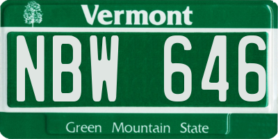 VT license plate NBW646