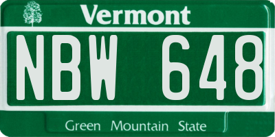 VT license plate NBW648