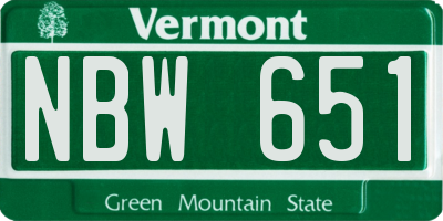 VT license plate NBW651